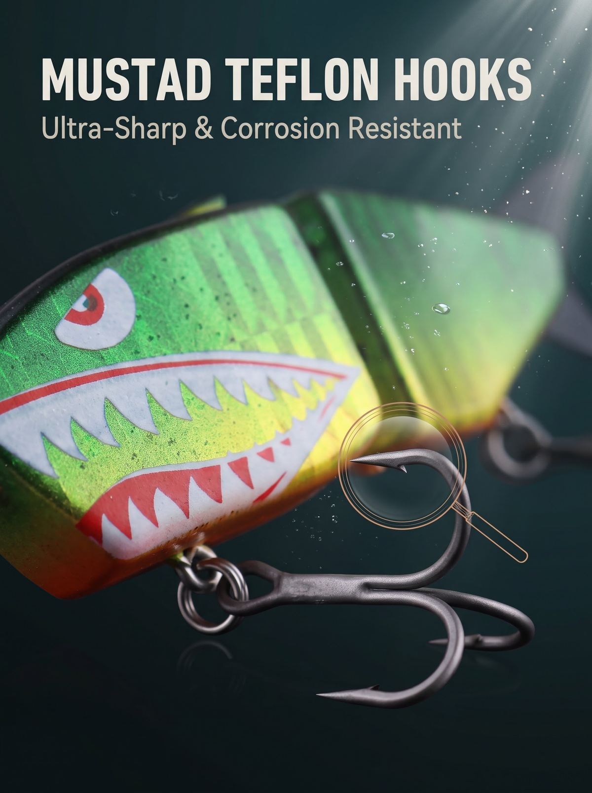Pig Shark Jointed Swimbait — Sinking 2-Section Fishing Lure | Mustad Hooks