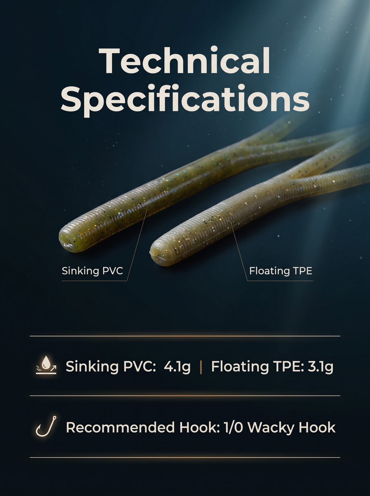 Double Tail Stick Worm Soft Bait | 8-Pack Finesse Worm for Bass