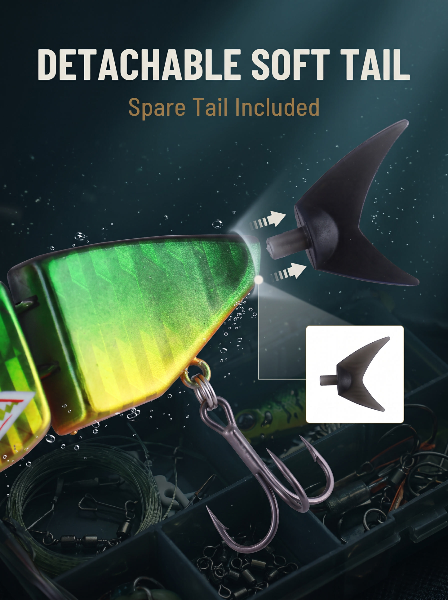 Pig Shark Jointed Swimbait — Sinking 2-Section Fishing Lure | Mustad Hooks
