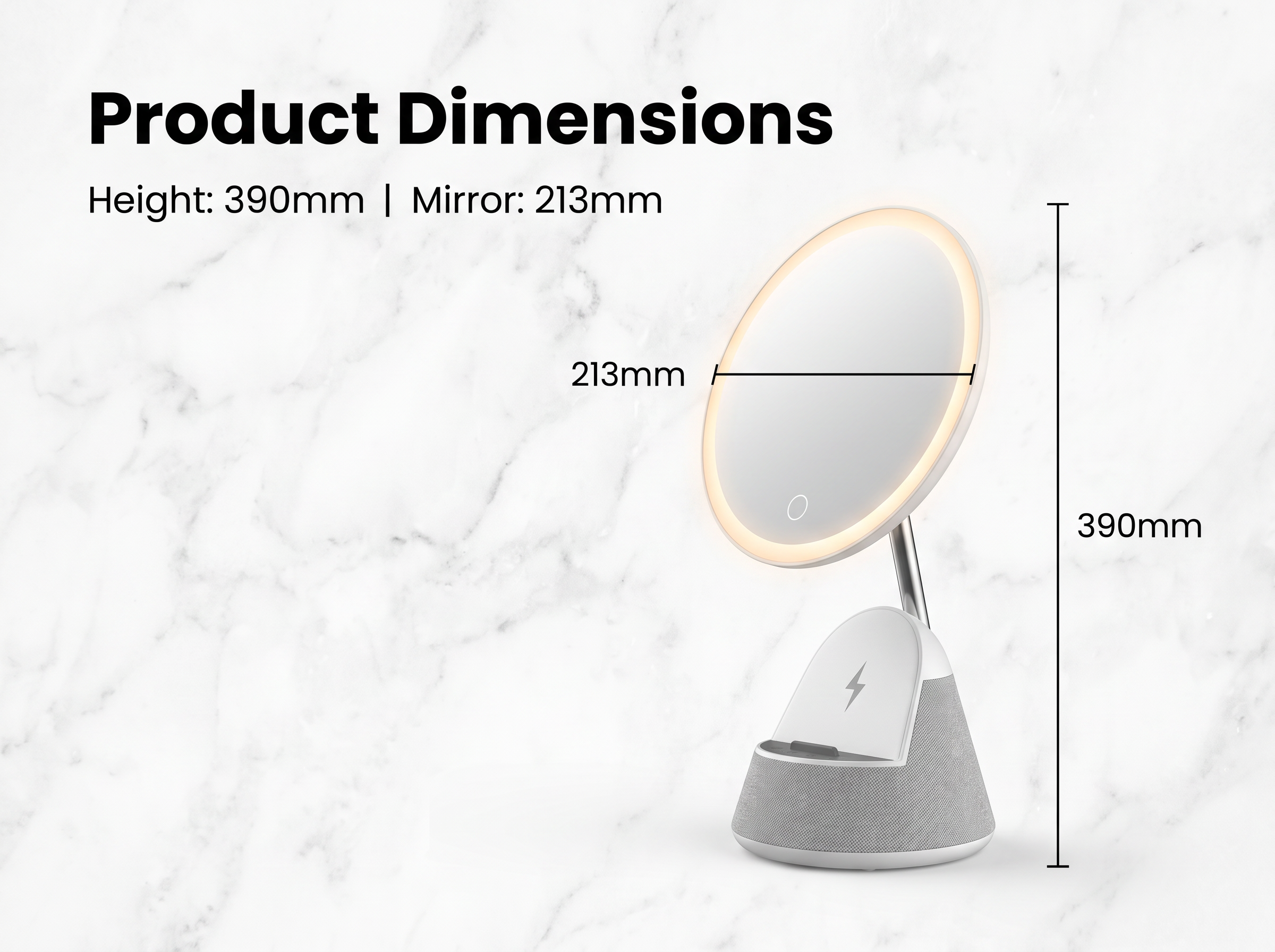 Sleep Timer Makeup Mirror Bedside Charging Bluetooth Speaker