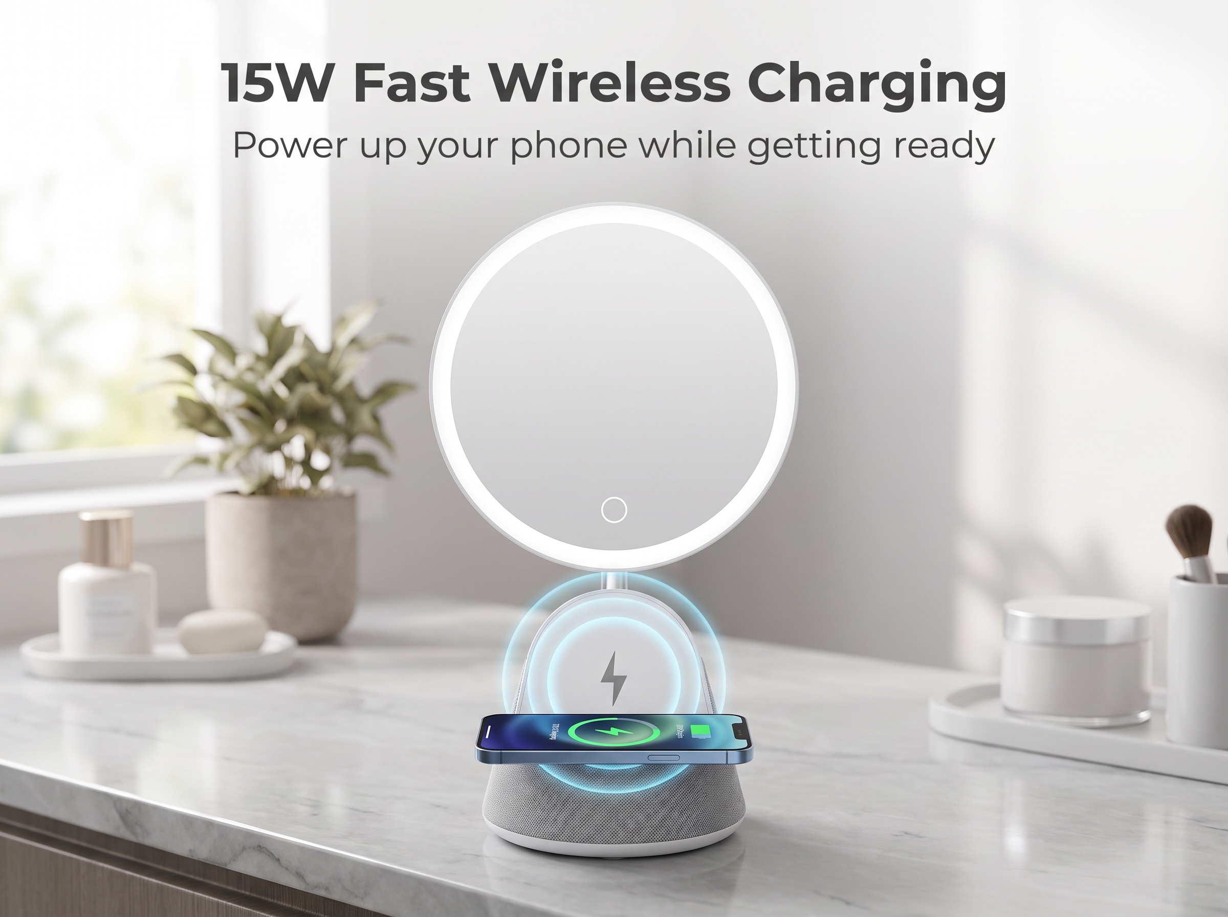 Sleep Timer Makeup Mirror Bedside Charging Bluetooth Speaker