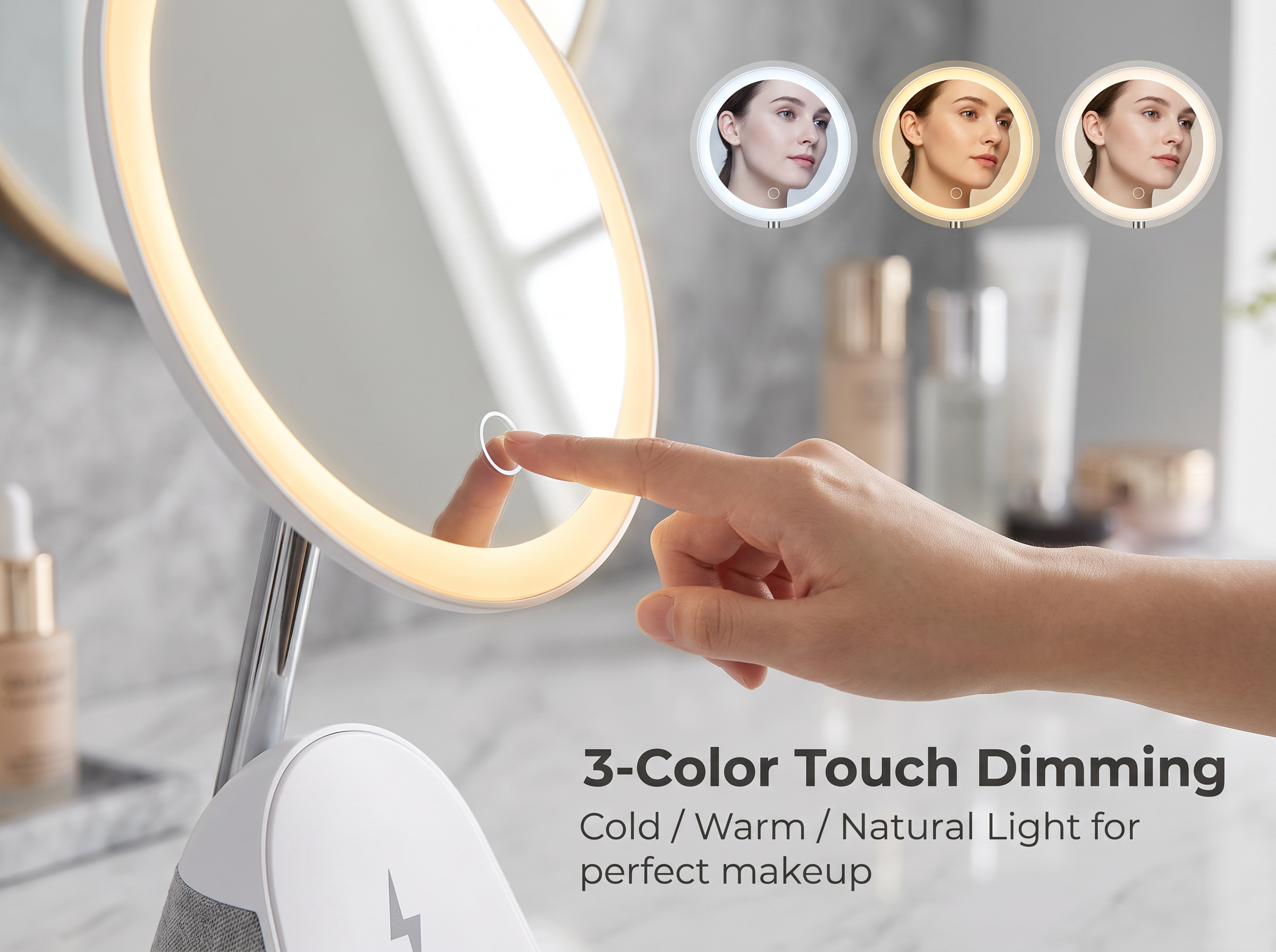 Sleep Timer Makeup Mirror Bedside Charging Bluetooth Speaker